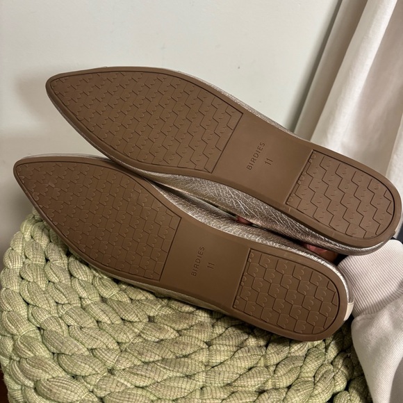 BIRDIES Goldfinch Champagne Gold Nappa Leather Point Toe Ballet Flat Size 11 - Picture 13 of 14